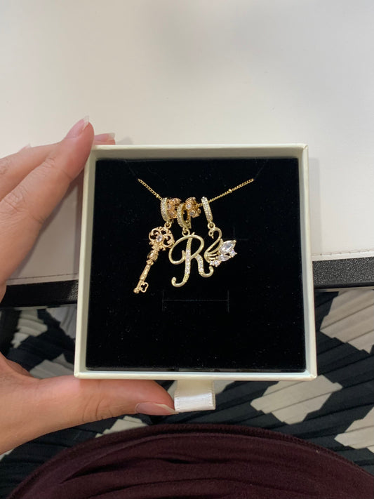 Classic Initials Charms Necklace Set - "Swan Lake"