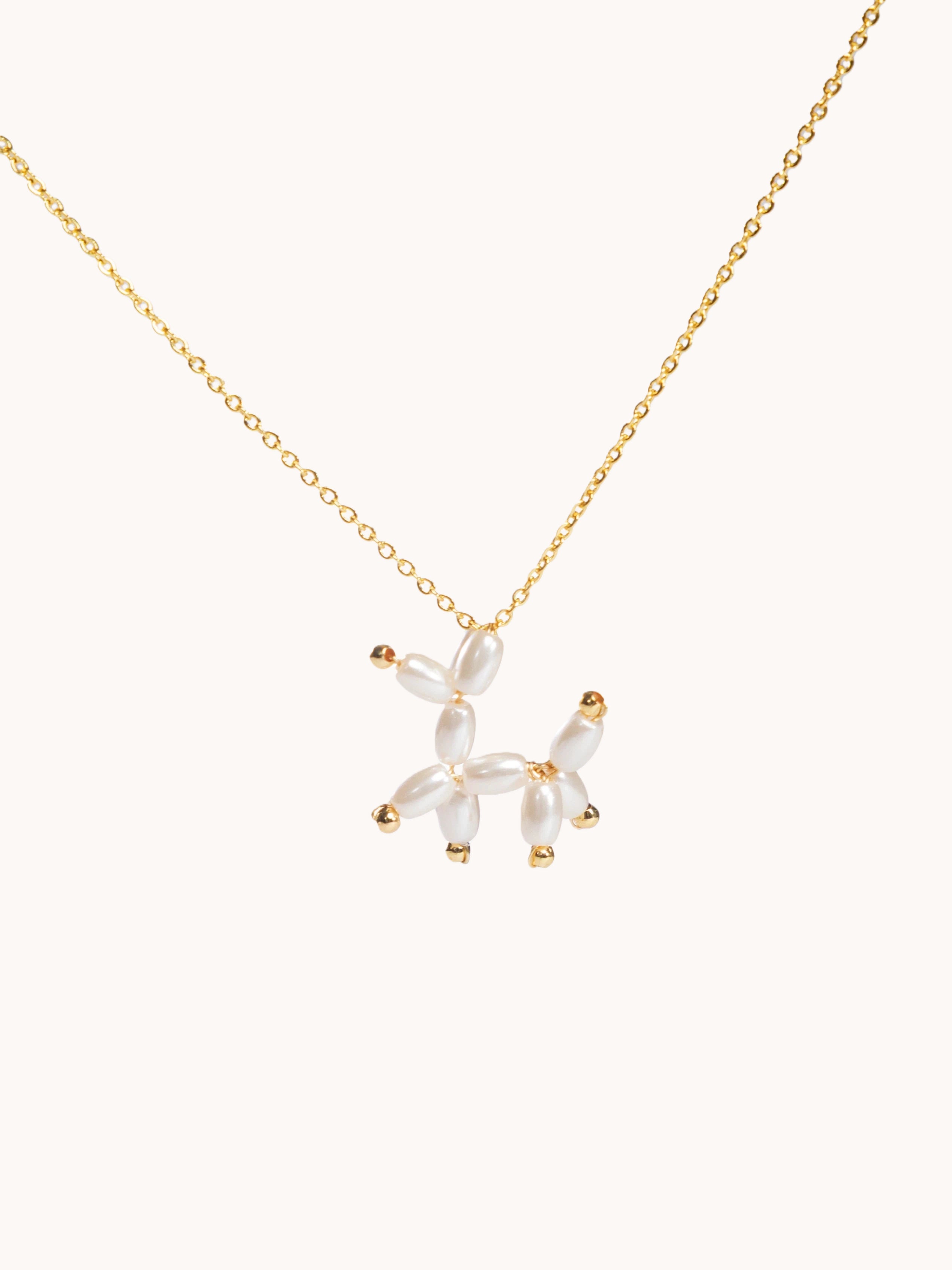 Pearl Balloon Dog Charm Necklace