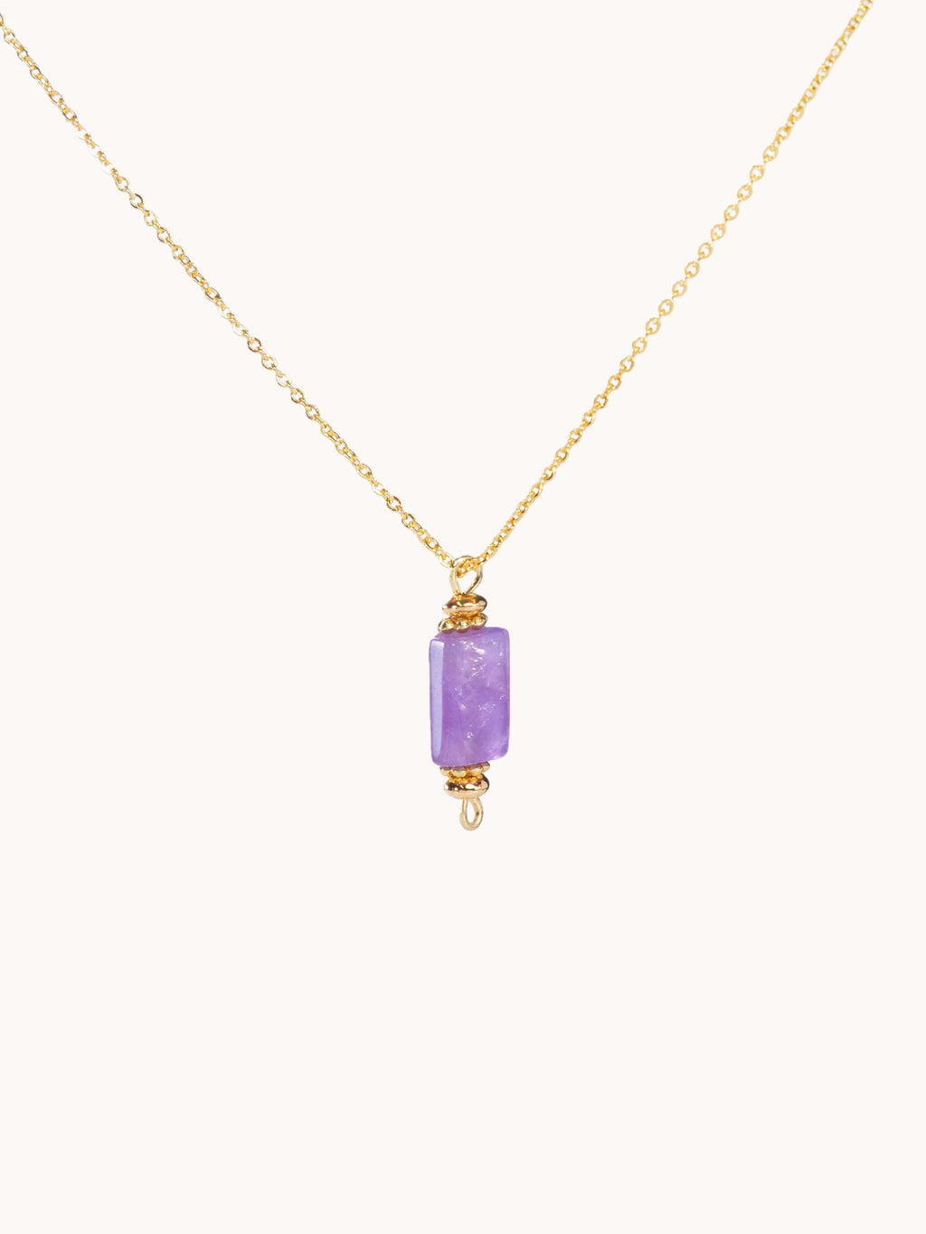 Natural Purple Crystal Stick Charm Necklace