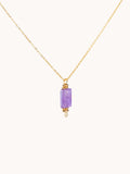 Natural Purple Crystal Stick Charm Necklace