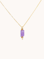 Natural Purple Crystal Stick Charm Necklace