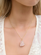 Uncut Natural Rose-Quartz Charm Necklace