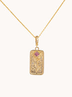 Pink Rose Tarot Charm Necklace