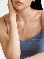 Natural Purple Crystal Stick Charm Necklace