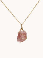 Uncut Natural Strawberry Quartz Charm Necklace