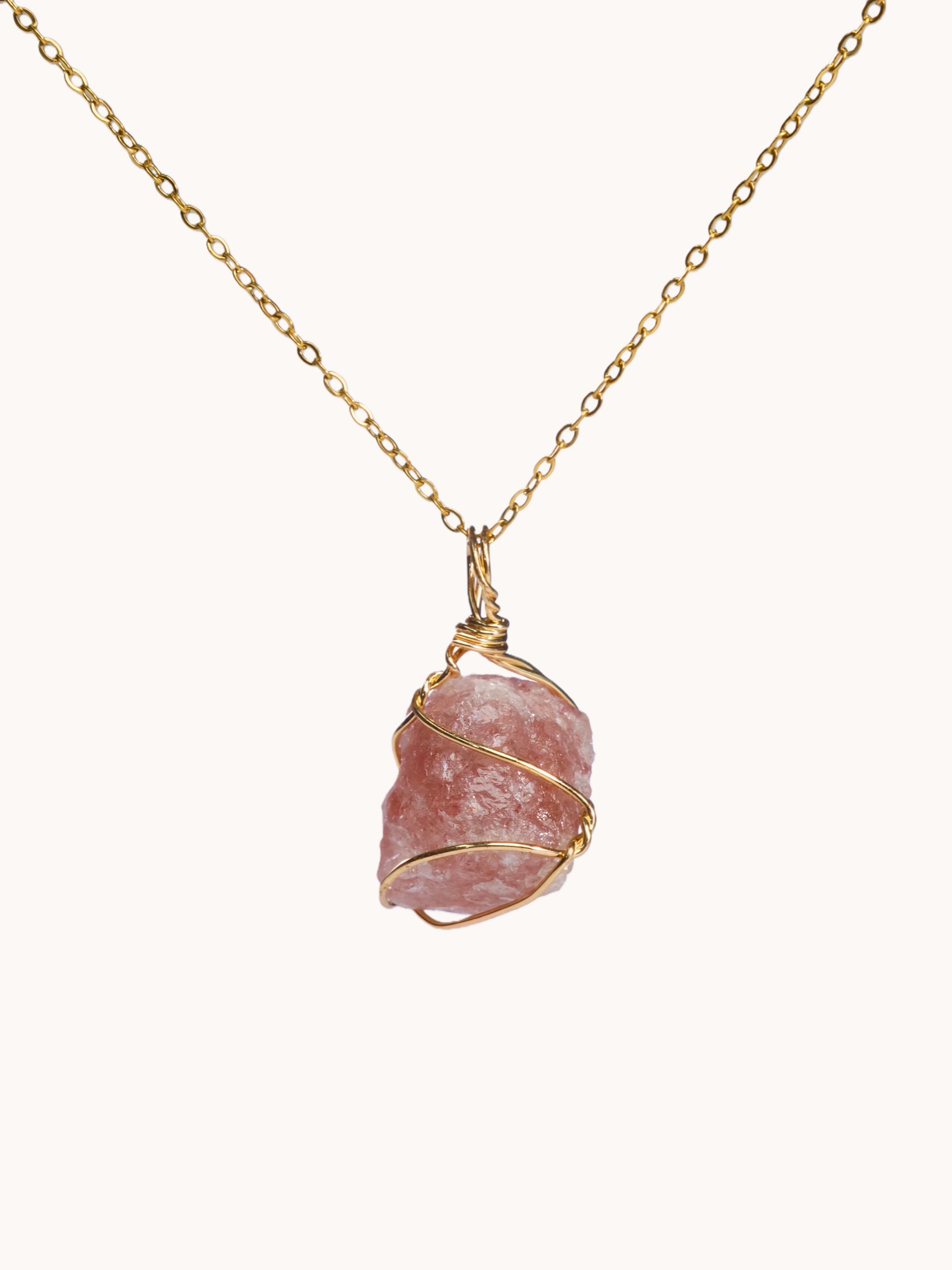 Uncut Natural Strawberry Quartz Charm Necklace