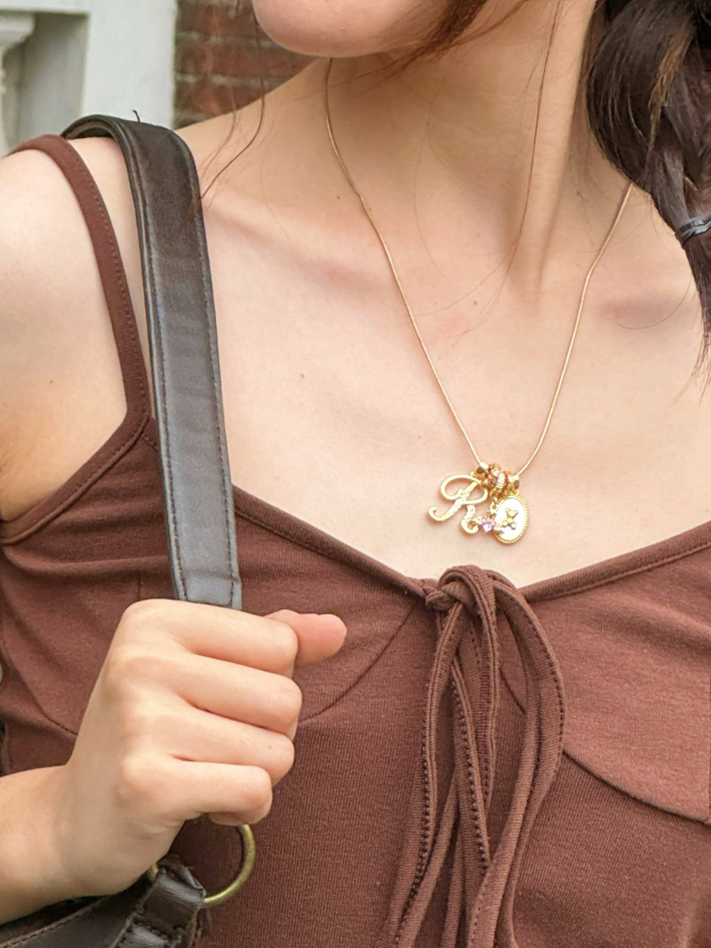 MLC Design Custom Initial Necklace: Teddy Bear