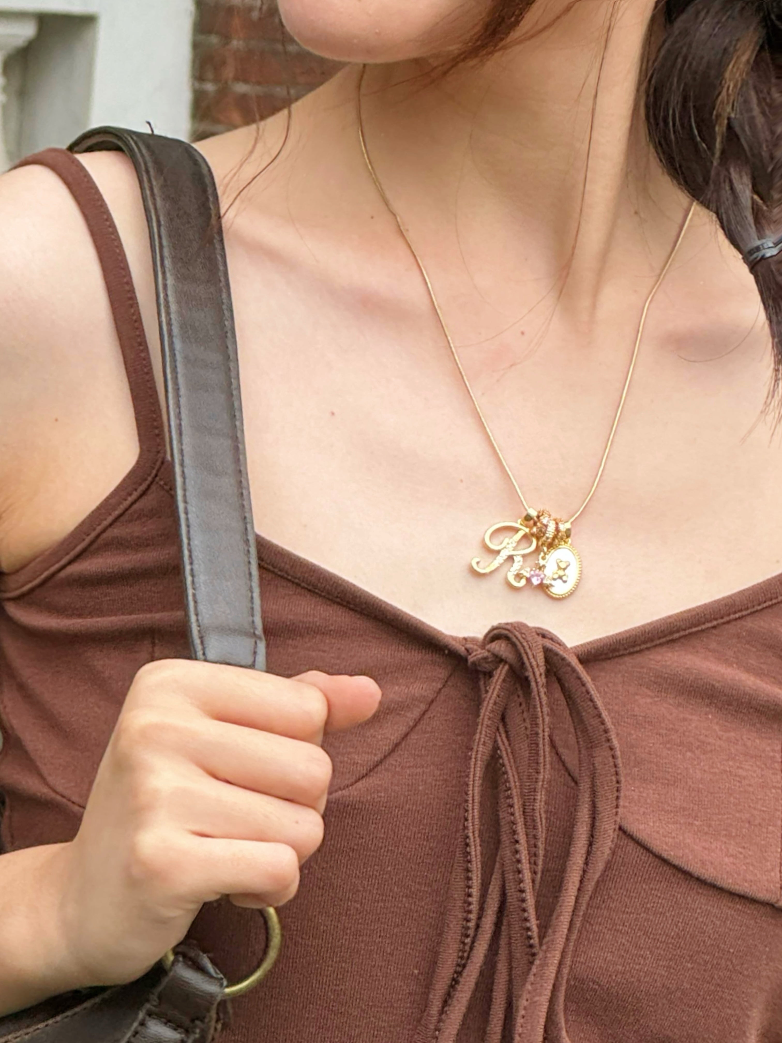 MLC Design Custom Initial Necklace: Teddy Bear