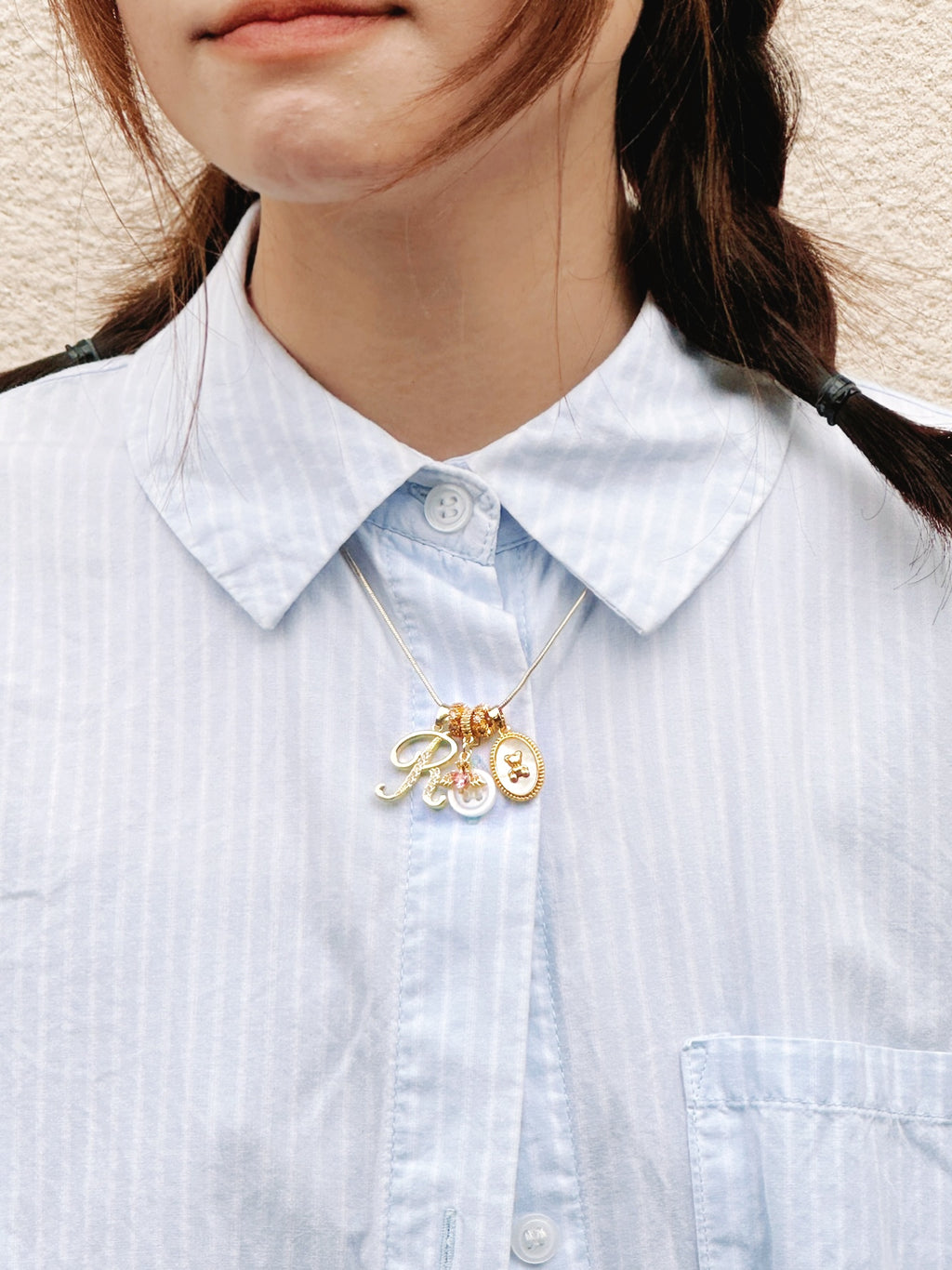 MLC Design Custom Initial Necklace: Teddy Bear