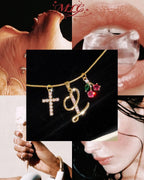 MLC Design Custom Initial Necklace: Cherry & Cross