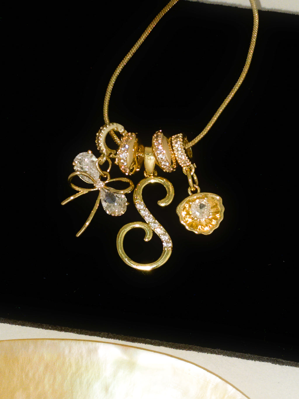 MLC Design Custom Initial Necklace: Ribon& Shell