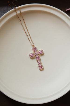 Jumbo Sparkly Cross Pendant Necklace