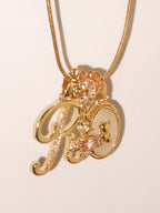 MLC Design Custom Initial Necklace: Teddy Bear