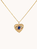 Stones Paved Evil Eye Shield Charm Necklace
