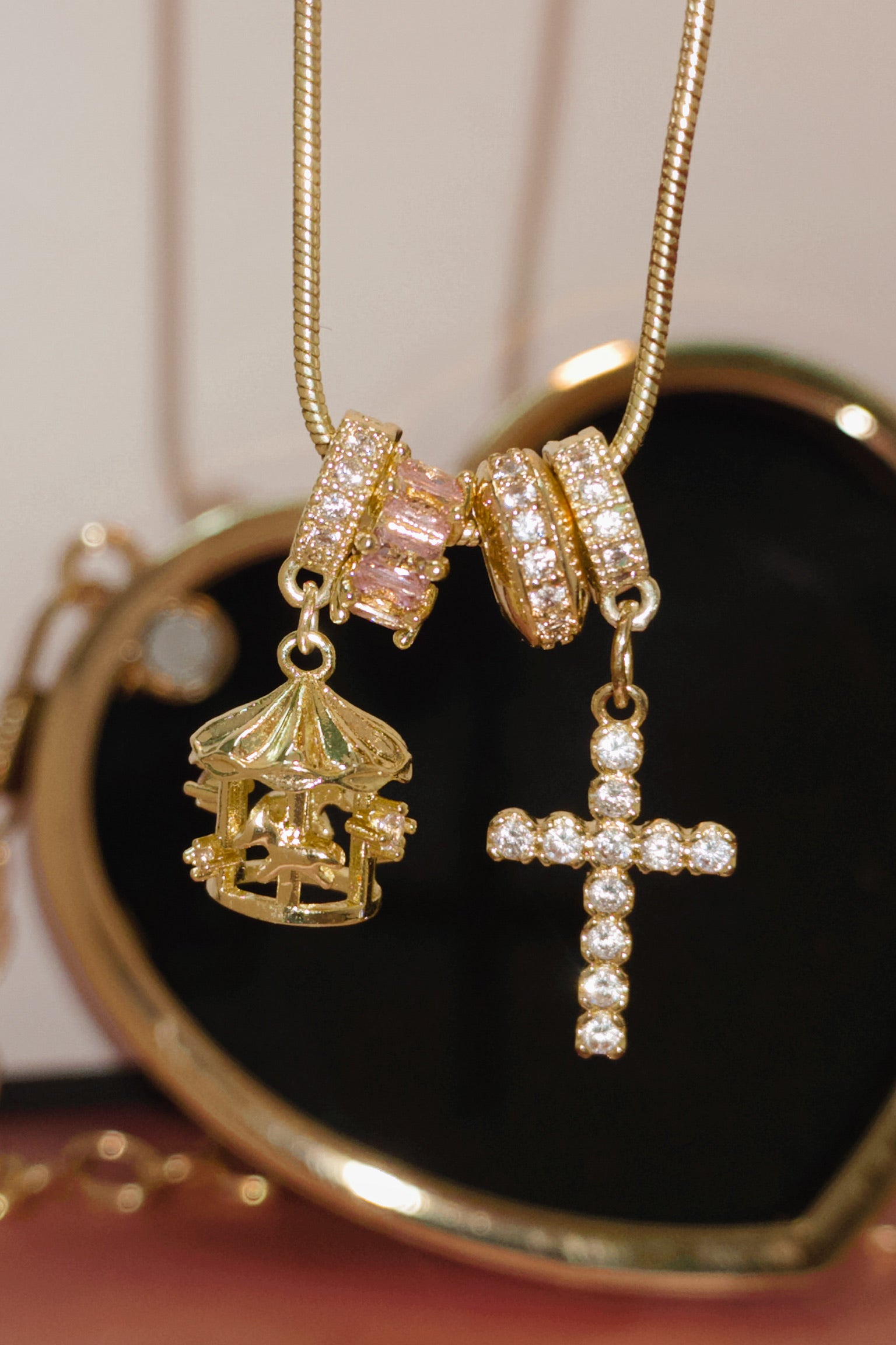 MLC Design Custom Charms Necklace: Carousel & Cross