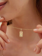 Pink Rose Tarot Charm Necklace