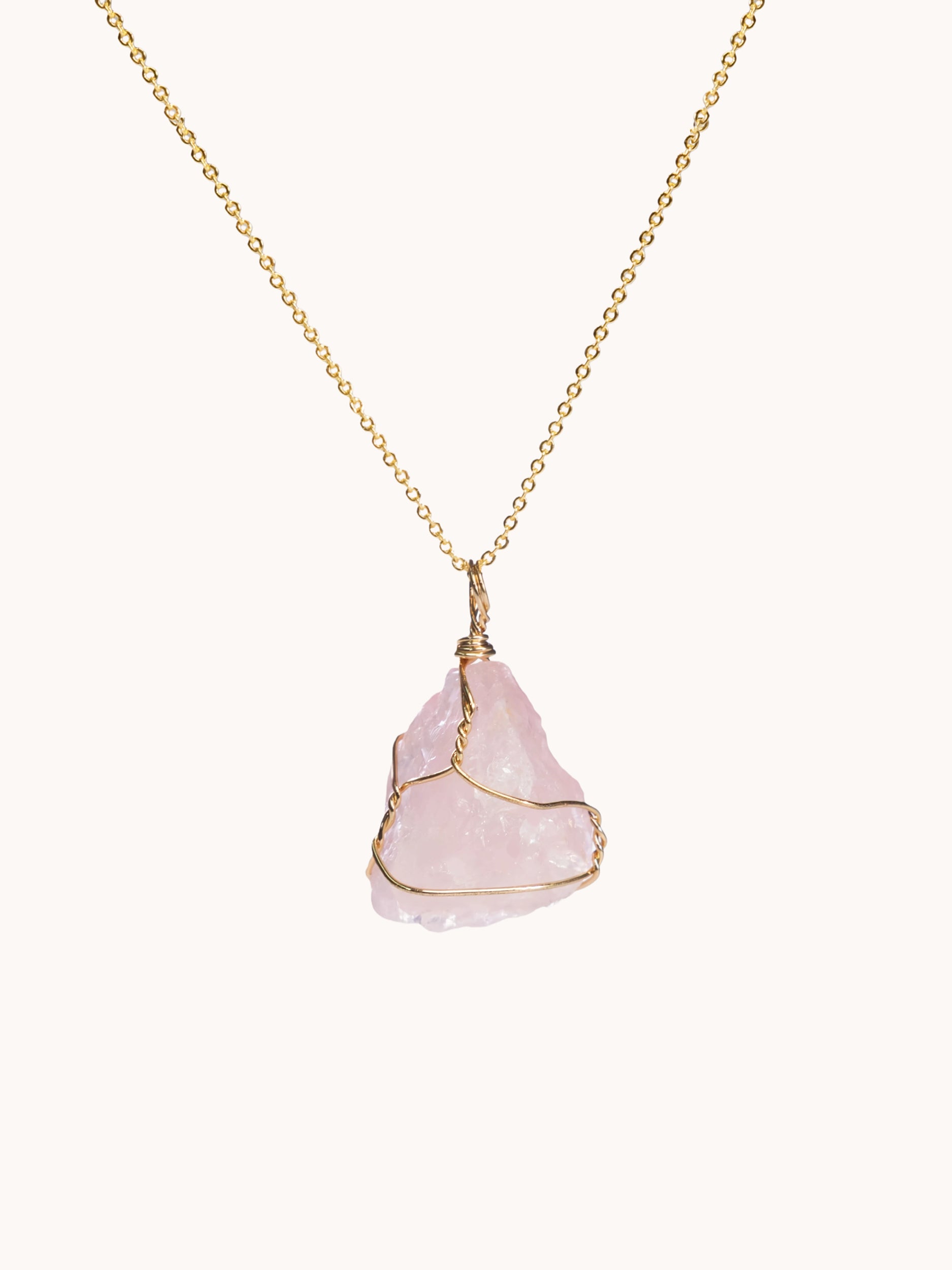 Uncut Natural Rose-Quartz Charm Necklace