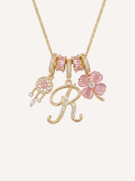 Classic Initials Charms Necklace Set - "Luck Catcher"