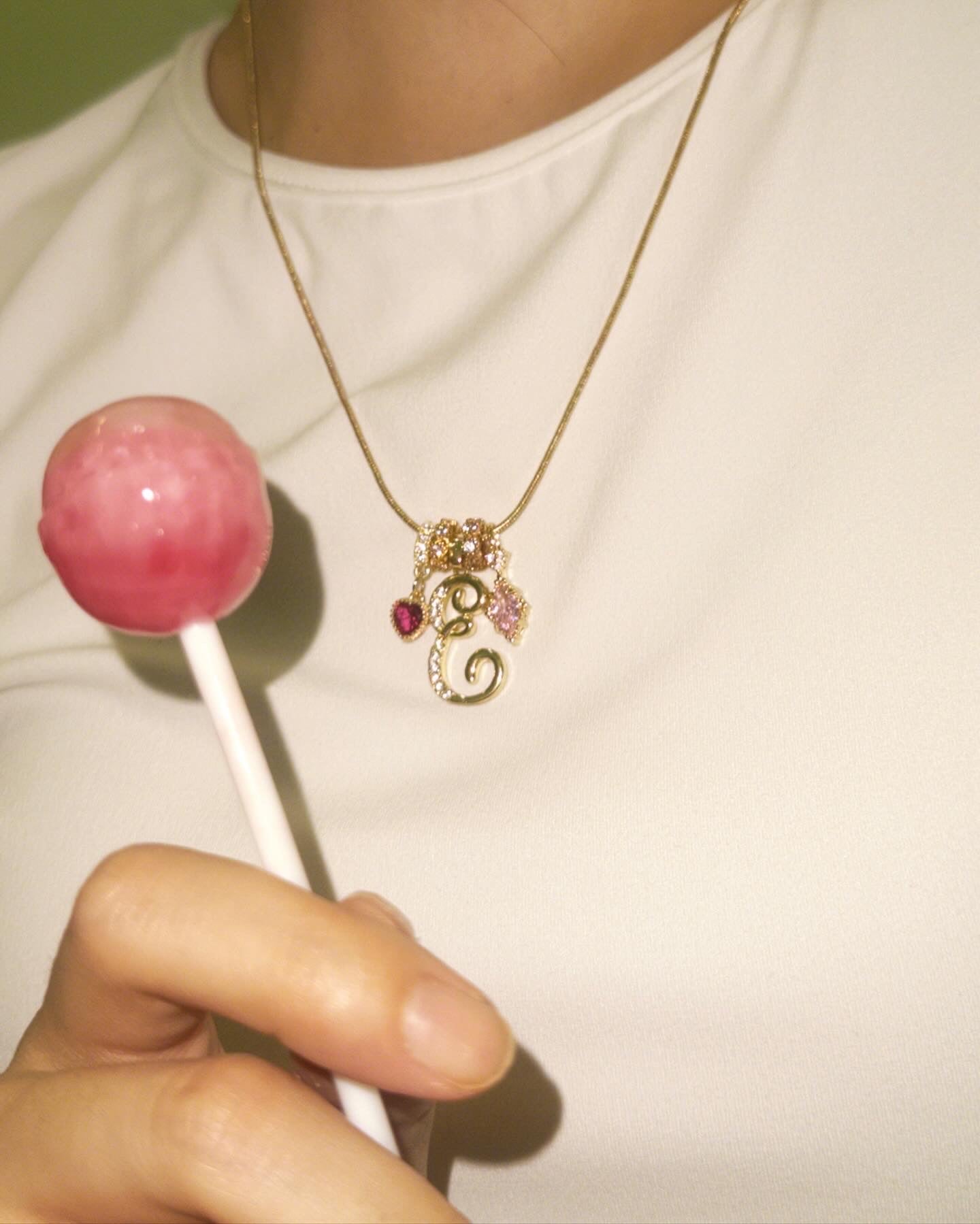 MLC Design Custom Initial Necklace: Lollipop Crush