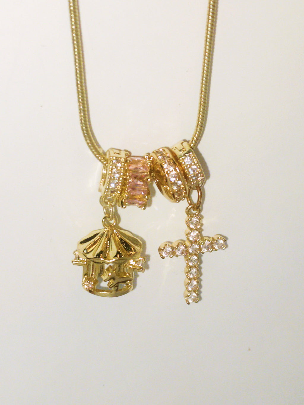 MLC Design Custom Charms Necklace: Carousel & Cross
