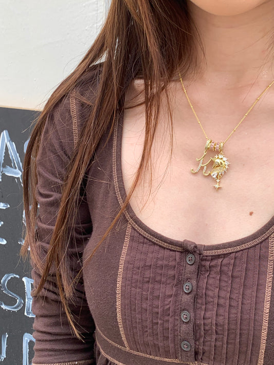 Classic Initials Charms Necklace Set - "Unicorn"