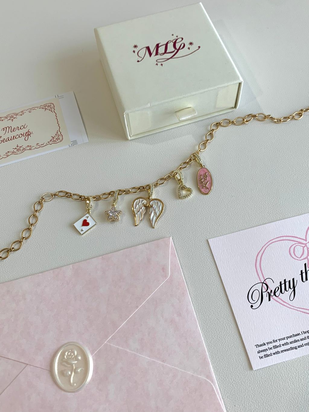 Statement Charms Necklace Set - "Angelica"