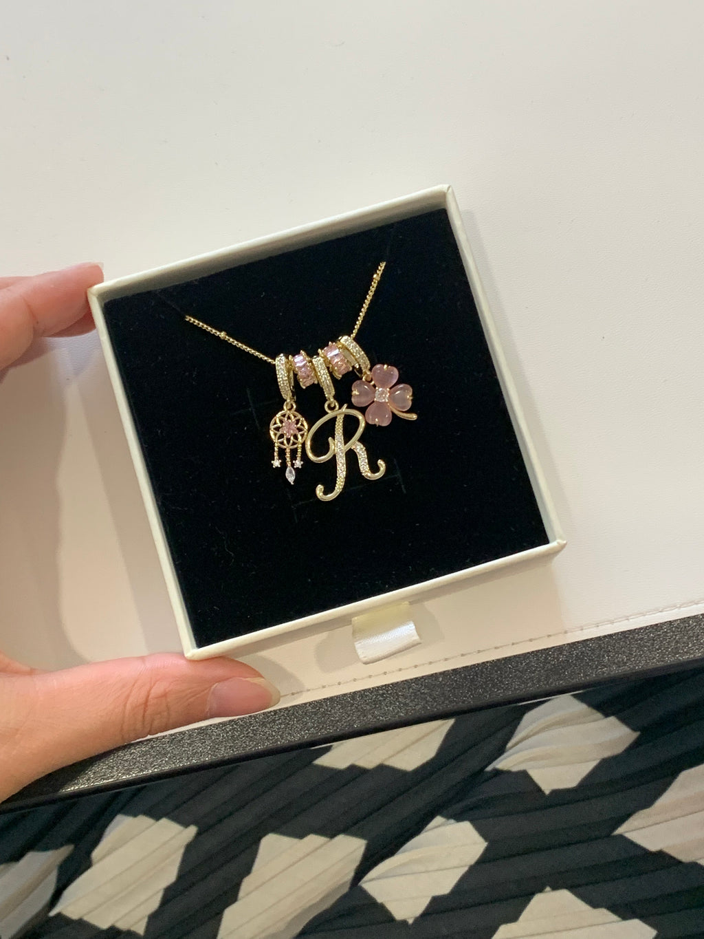 Charlotte Initials & MLC Signature Charms Necklace Set - "Luck Catcher"