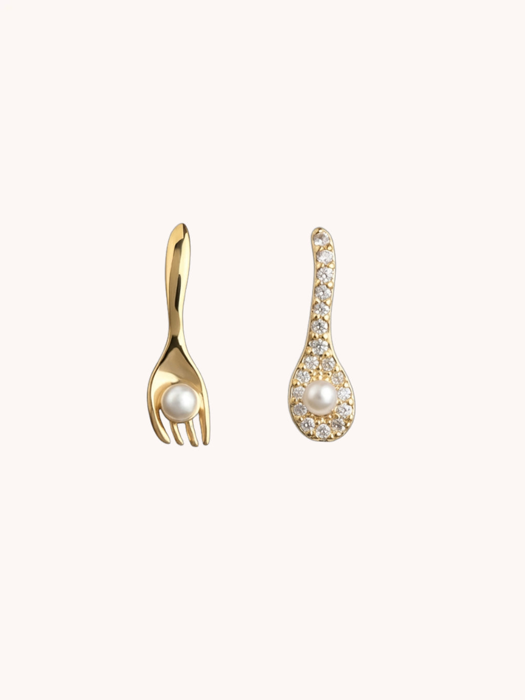 Gold Fork&Spoon Ear Studs