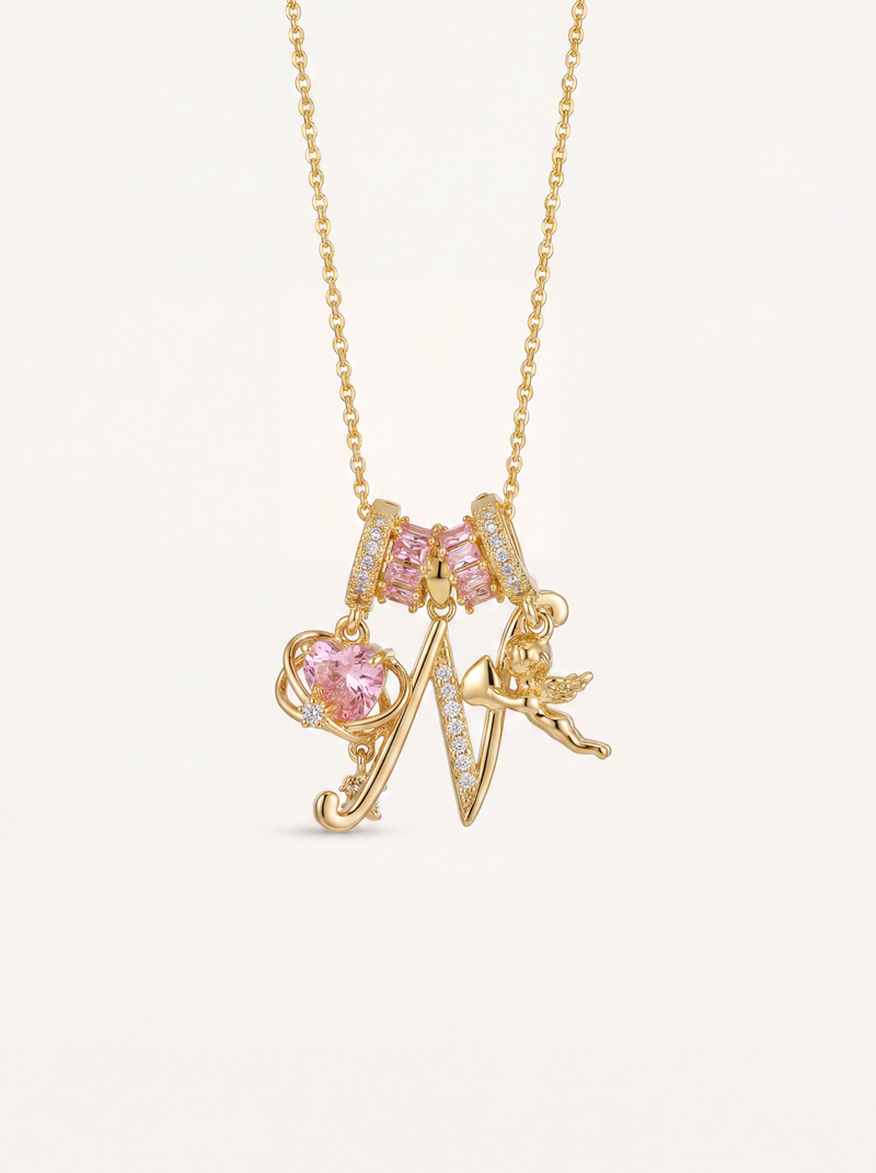 Classic Initials Charms Necklace Set - "Natalie"