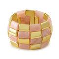 Retro-chic Colorblock Acrylic Mix Gold Chunky Bangle