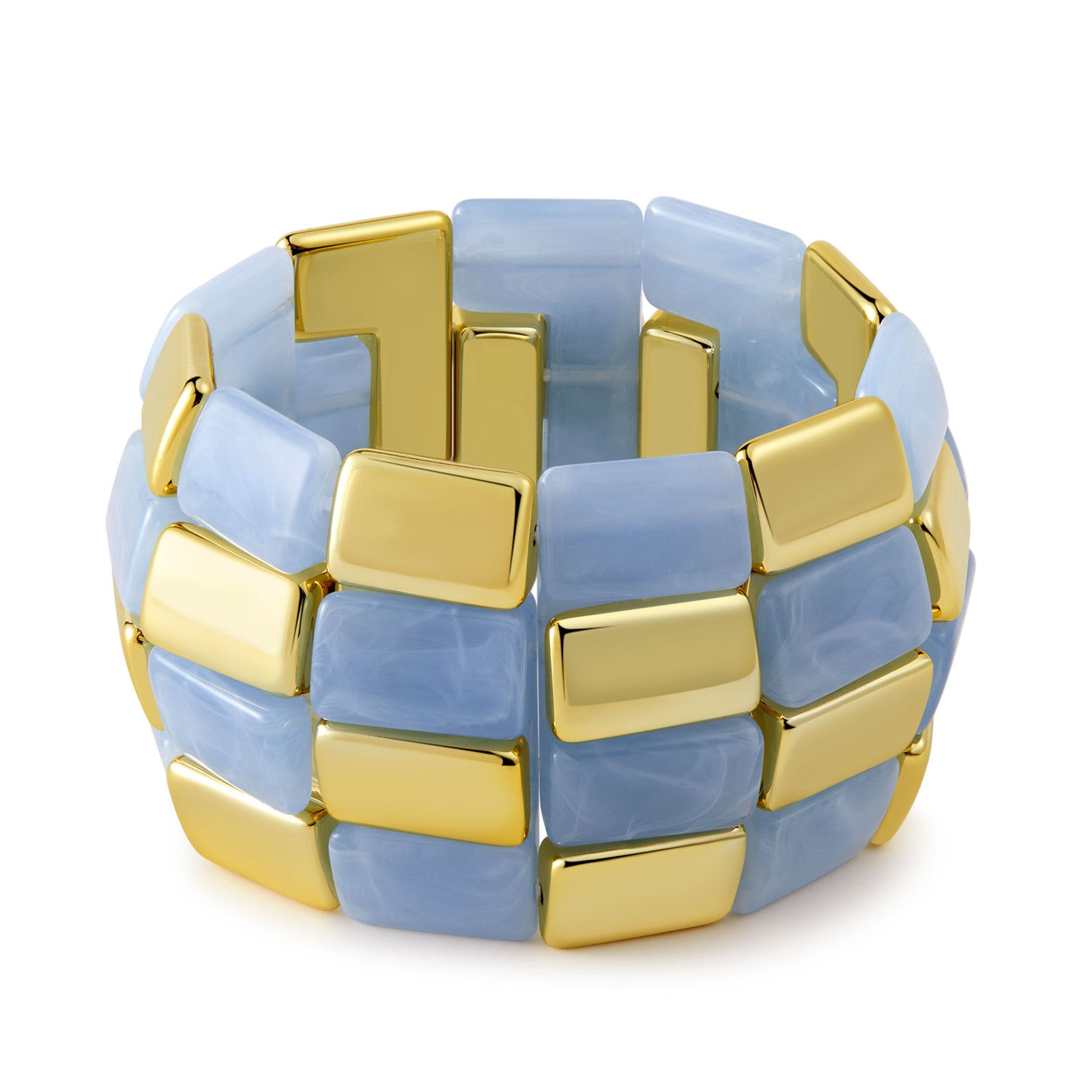 Retro-chic Colorblock Acrylic Mix Gold Chunky Bangle