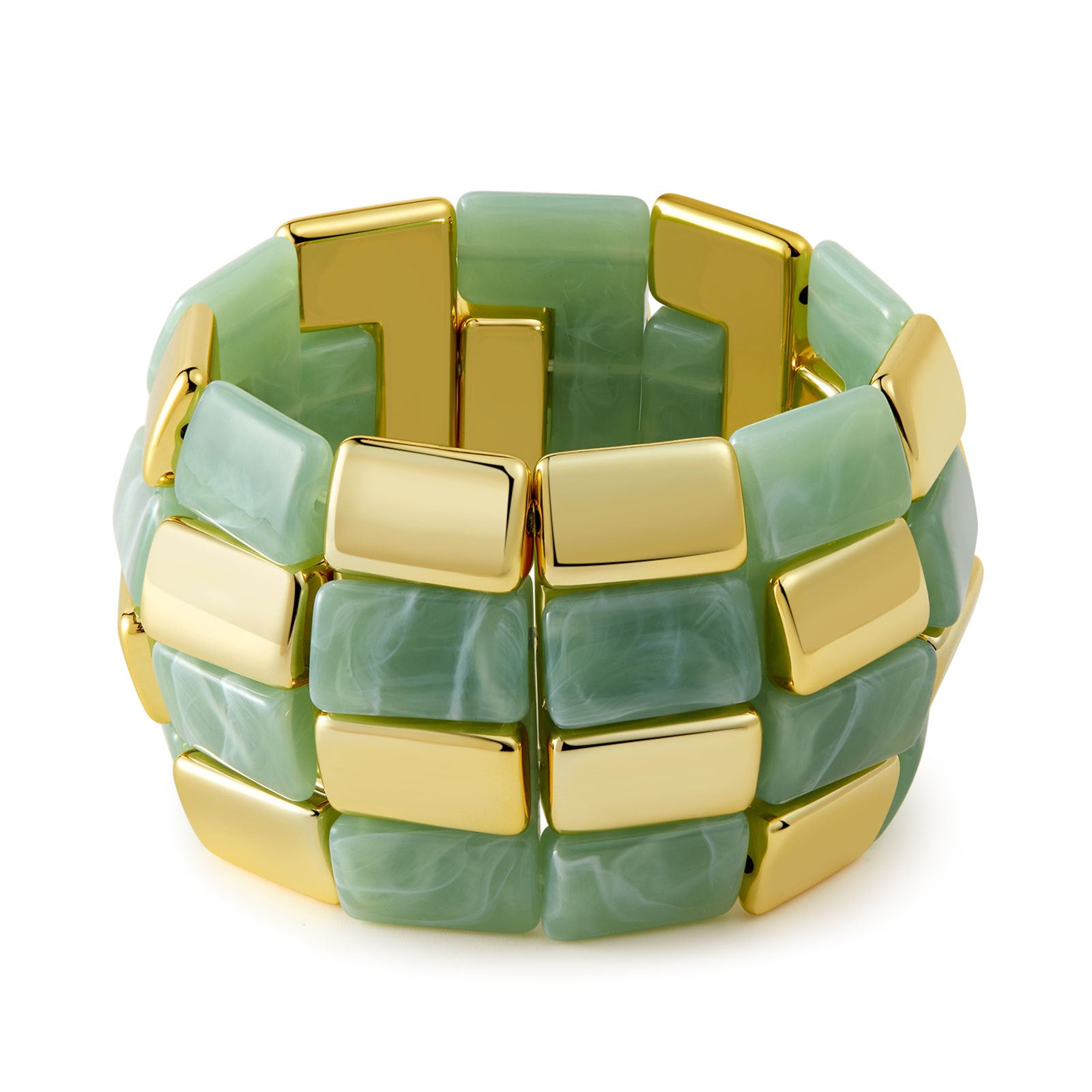 Retro-chic Colorblock Acrylic Mix Gold Chunky Bangle