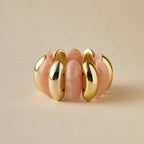 レトロシックカラーアクリルミックスゴールドチャンキーバングル