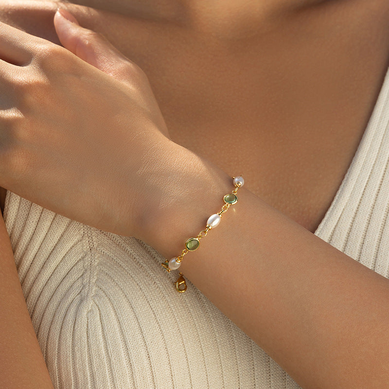 Energy Stone & Pearls Layer Bracelet