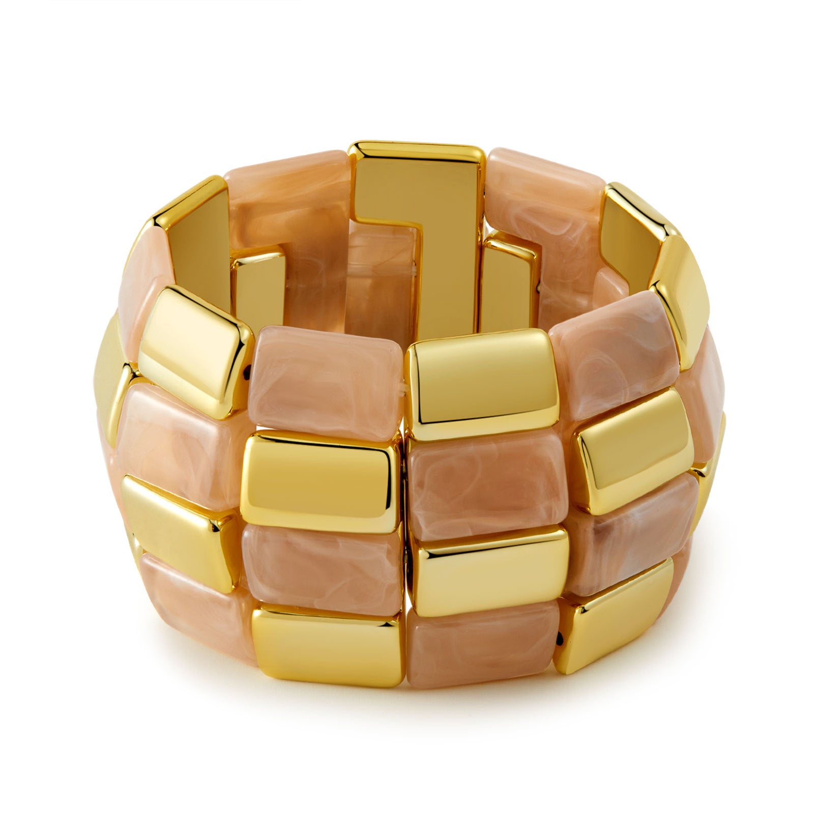Retro-chic Colorblock Acrylic Mix Gold Chunky Bangle