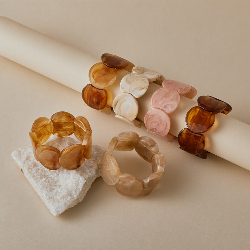 Retro-chic Pastel Color Acrylic Chunky Bangle