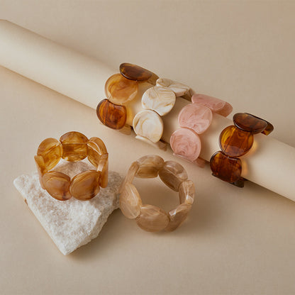 Retro-chic Pastel Color Acrylic Chunky Bangle