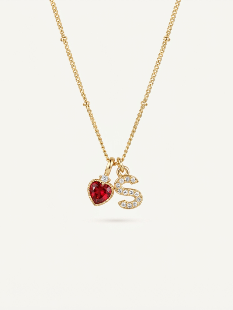 YouDesign - Dainty Initial & Birthstone Necklace