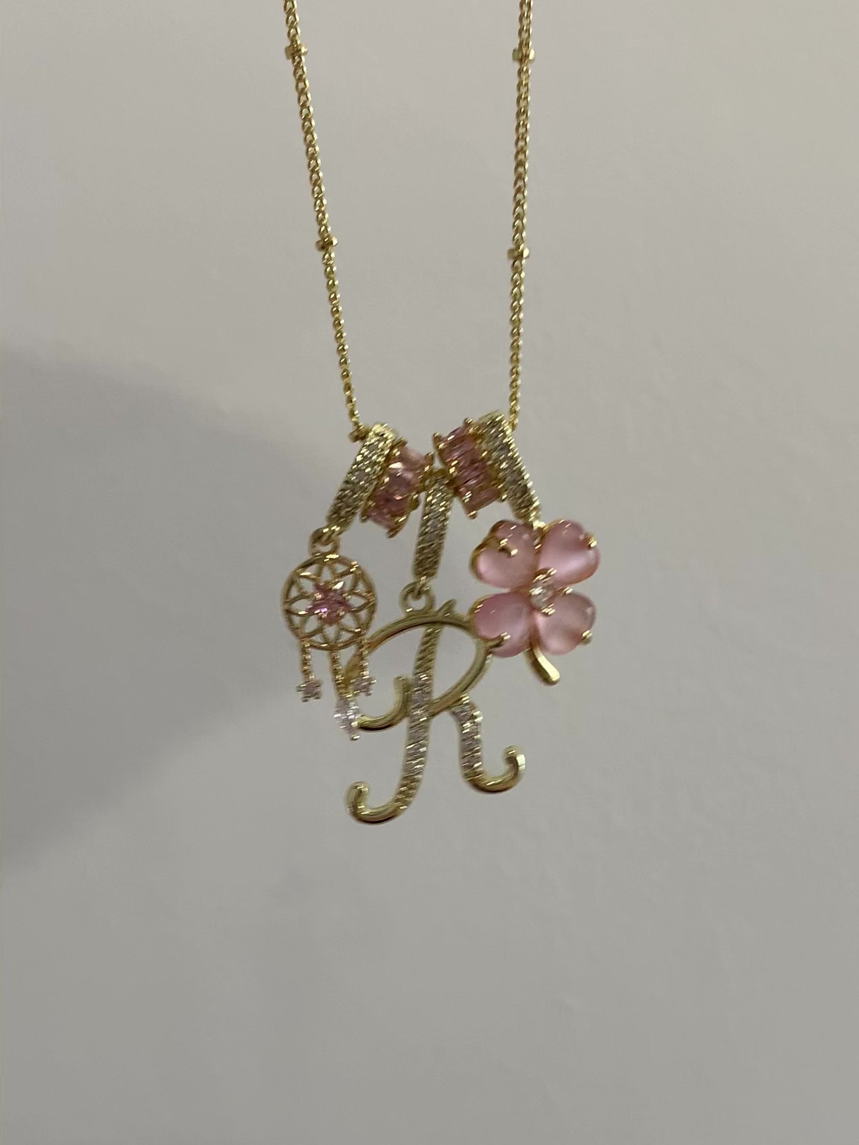 Charlotte Initials & MLC Signature Charms Necklace Set - "Luck Catcher"