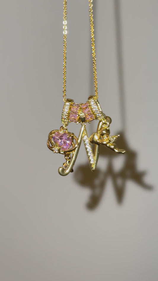 Classic Initials Charms Necklace Set - "Natalie"